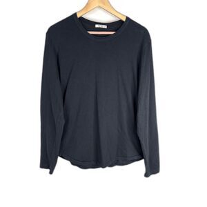 Buck Mason Black Long Sleeve Curved Hem Tee M Made USA 100% Cotton Minimalist